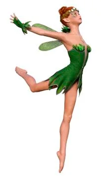 3D Rendering Spring Fairy on White Stock Illustration