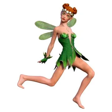 3D Rendering Spring Fairy on White Stock Illustration