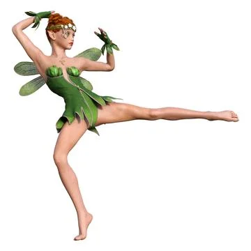 3D Rendering Spring Fairy on White Stock Illustration