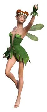 3D Rendering Spring Fairy on White Stock Illustration