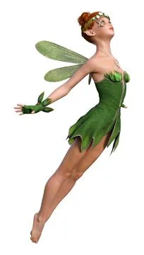 3D Rendering Spring Fairy on White Stock Illustration