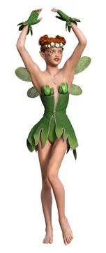 3D Rendering Spring Fairy on White Stock Illustration
