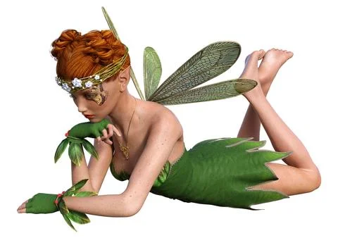 3D Rendering Spring Fairy on White Stock Illustration
