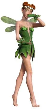 3D Rendering Spring Fairy on White Stock Illustration