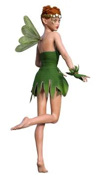 3D Rendering Spring Fairy on White Stock Illustration