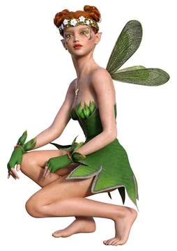 3D Rendering Spring Fairy on White Stock Illustration
