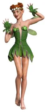 3D Rendering Spring Fairy on White Stock Illustration