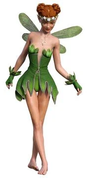3D Rendering Spring Fairy on White Stock Illustration