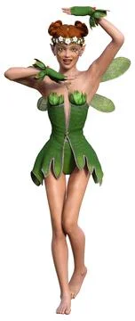 3D Rendering Spring Fairy on White Stock Illustration