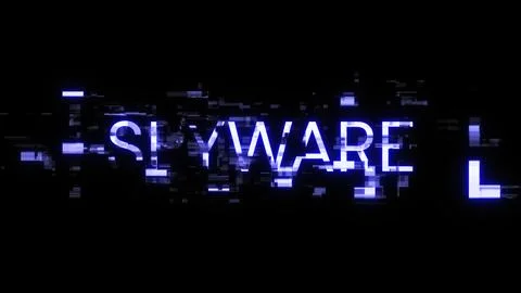 3D rendering spyware text with screen effects of technological glitches Stock-Illustration