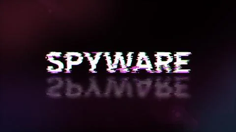 3D rendering spyware text with screen effects of technological glitches Stock Illustration