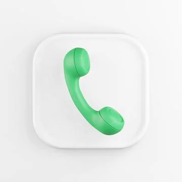 3d rendering square white icon button key green vintage telephone handset i.. Stock Photos