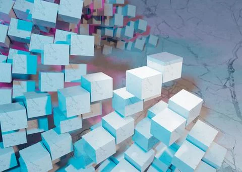 3d rendering of a stack of cubes with different materials, abstract background 스톡 일러스트