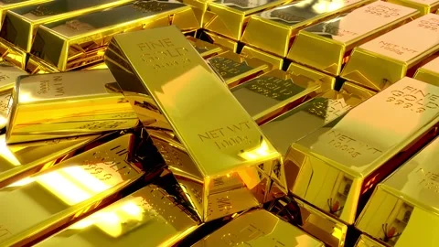  3D rendering, Stack of Gold Bars and investment finance business, Financial con Stock Footage 234697545