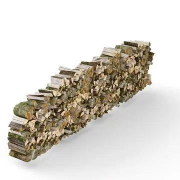 3D rendering of a stack of seasoned firewood isolated on a white background. Stock Illustration