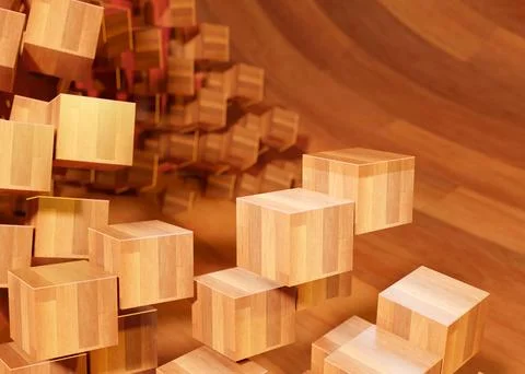 3d rendering of a stack of wooden cubes, abstract background 스톡 일러스트