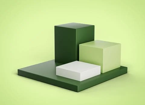 3D rendering of stacked building blocks isolated on a light green background Ilustración de archivo