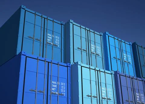 3d rendering of stacked color cargo containers Stockillustratie