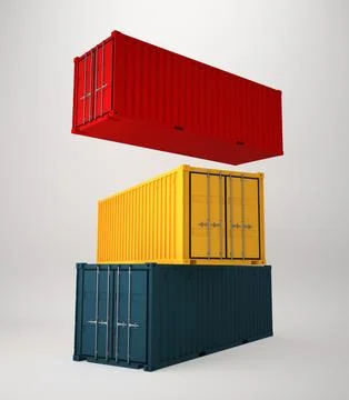 3d rendering of stacked color cargo containers Stockillustratie