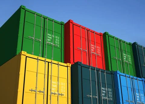 3d rendering of stacked color cargo containers Stockillustratie