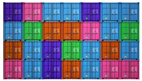3d rendering of stacked color cargo containers 스톡 일러스트