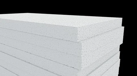 3D rendering of stacked styrofoam sheets isolated on a black background Stock Illustration