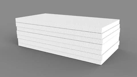 3D rendering of stacked styrofoam sheets isolated on a gray background Stock Illustration