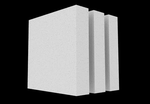 3D rendering of stacked styrofoam sheets isolated on a black background Stock Illustration