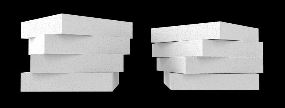 3D rendering of stacked styrofoam sheets isolated on a black background Stock Illustration