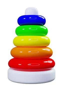 3D Rendering Stacked Torus on White イラスト素材