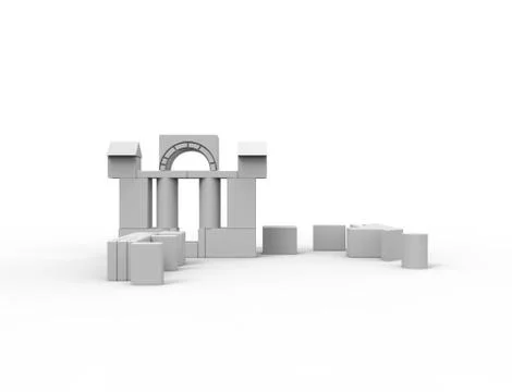 3d rendering of stacked white building blocks isolated on white background Stockillustratie