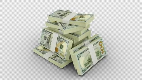 3d rendering of Stacks of 100 US dollar notes Stock Illustration