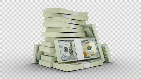 3d rendering of Stacks of 100 US dollar notes Stock Illustration