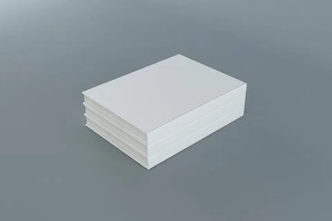 3d rendering of stacks of A4 papers with copy space over a gray background Stock Illustration