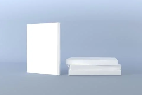 3d rendering of stacks of A4 papers with copy space over a blue background イラスト素材