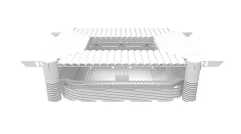 3D rendering of a stadium building architecture structure isolated on white Ilustración de archivo