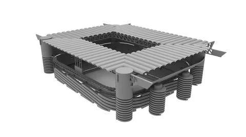 3D rendering of a stadium building architecture structure isolated on white Ilustración de archivo