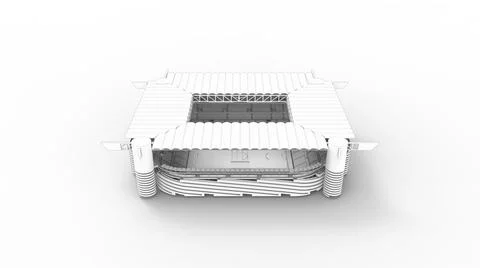 3D rendering of a stadium building architecture structure isolated on white Ilustración de archivo