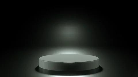 3D rendering stand podium on black background with backlight Illustrazione stock