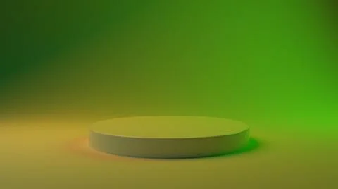 3D rendering stand podium in toxic gamma. Empty space for product design show Illustrazione stock