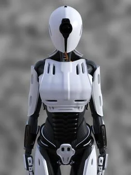 3D rendering of a standing female android robot. Stock Illustration