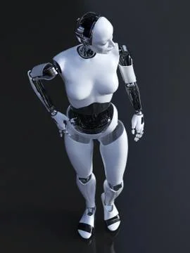 3D rendering of a standing female robot. Stock Illustration