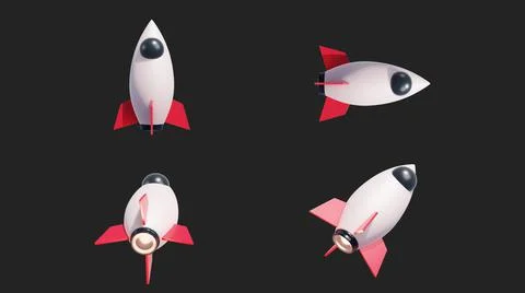 3D Rendering Startup Rocket 3D Illustration in Black Background Stock Illustration