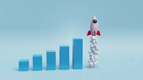 3D Rendering Startup Rocket Business Graph 3D Illustration Background Stock Footage 235571258