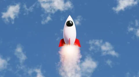 3D Rendering Startup Rocket Jet Super Fast Speed flying 3D Illustration Backg Illustrazione stock