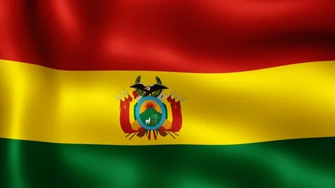 3D rendering. State flag of Bolivia, fluttering in the wind. Video stock 108925542