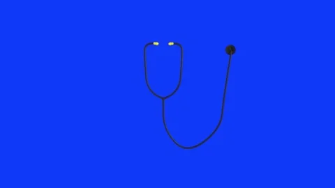 3D rendering of a stethoscope on a bright blue background Stock Footage 287012100