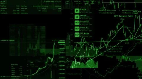 3D rendering of stock indexes in virtual space. Economic growth, recession Stock Illustration