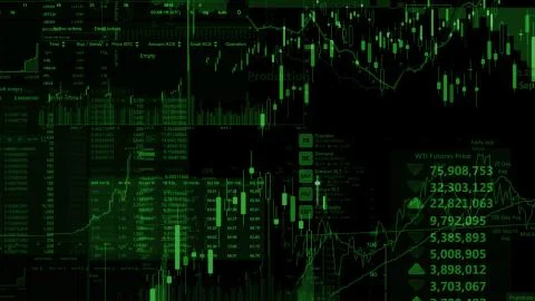 3D rendering of stock indexes in virtual space. Economic growth, recession Stock Illustration