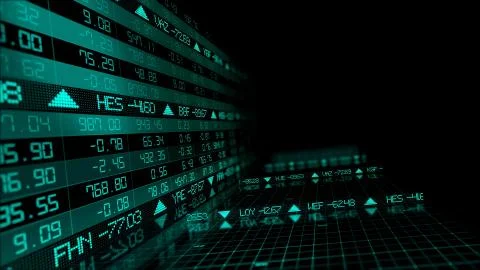 3D rendering of stock indexes in virtual space. Economic growth, recession Stock Illustration